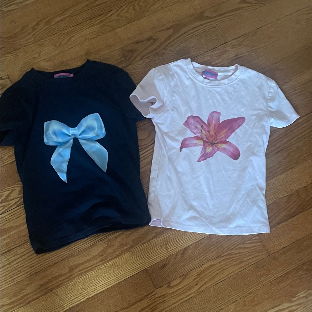 Edikted Baby tees with Bow and Flower Designs